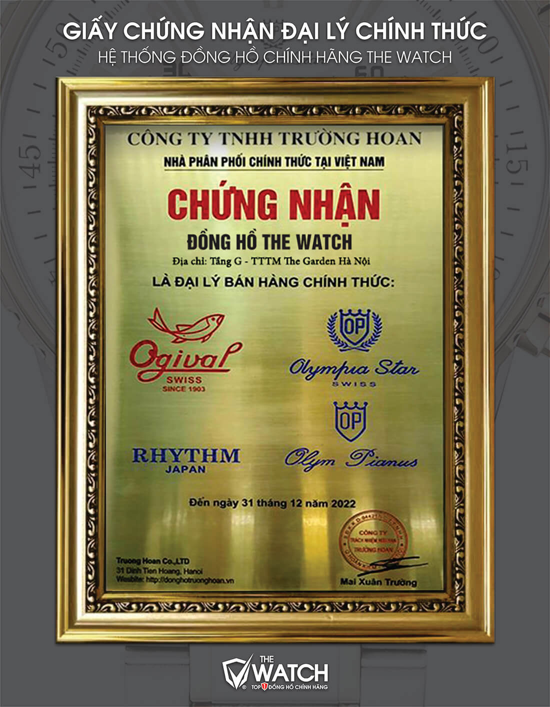 Bằng chứng nhận đồng hồ OP cấp cho the watch